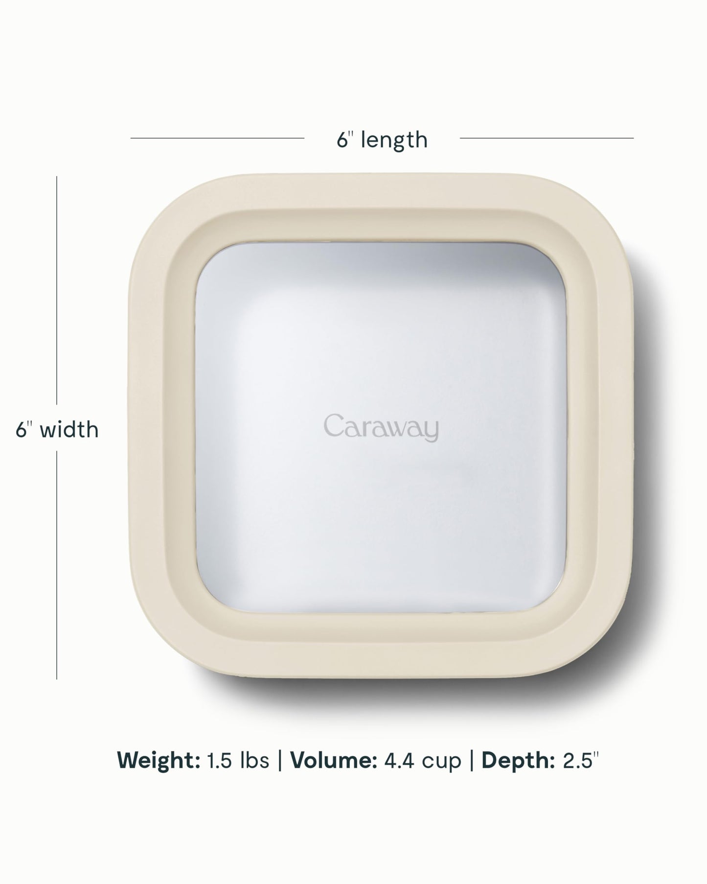 Caraway Glass Food Storage, 10 Cup Glass Container,Ceramic Coated Food Container,Easy to Store, Non Toxic, Non Stick Lunch Box Container with Glass Lids. Dishwasher, Oven,Square Shape,Cream