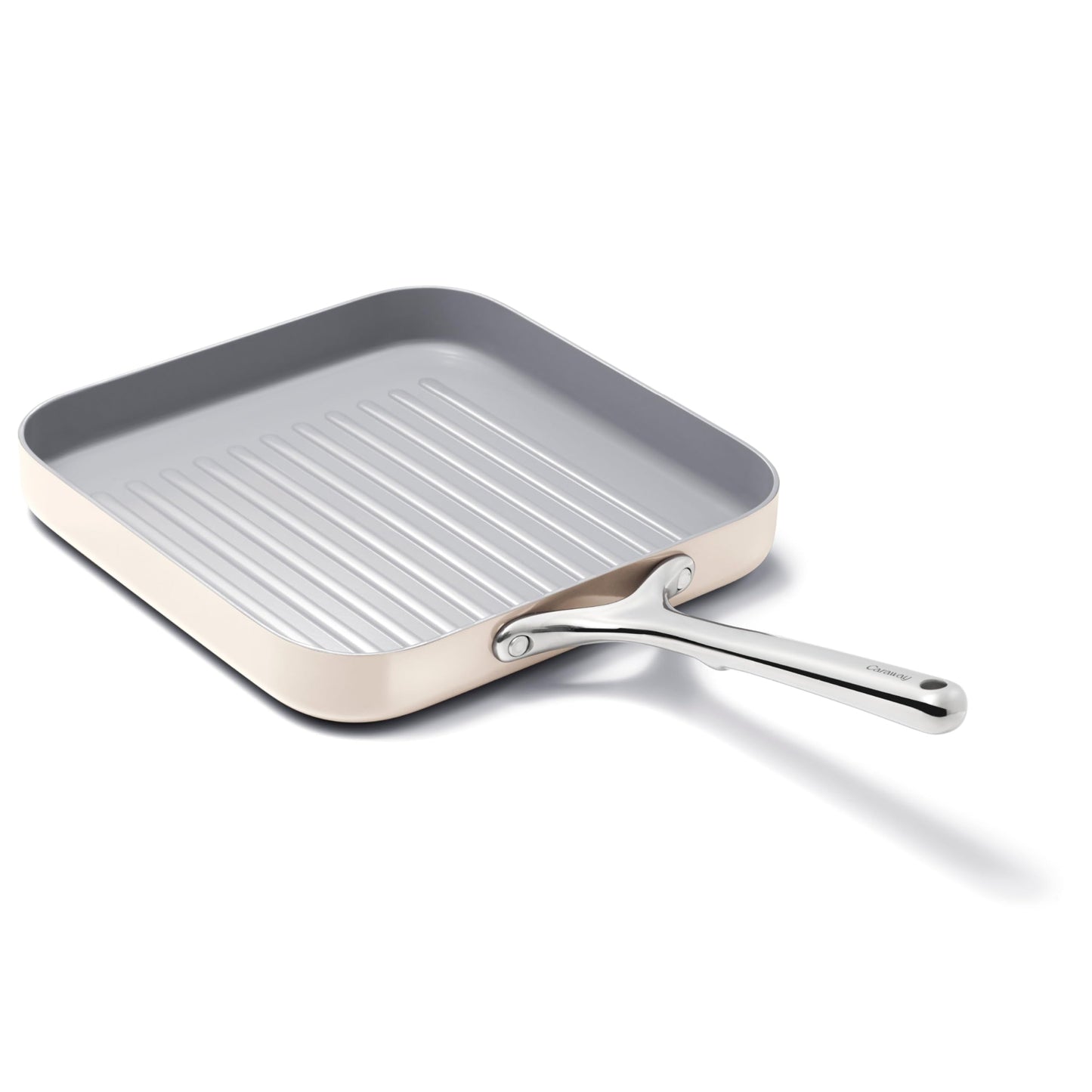 Caraway Square Grill Pan - 11” Grill Pan - Non-Stick Ceramic Coated - Non Toxic, PTFE & PFOA Free - Oven Safe & Compatible with All Stovetops - Cream