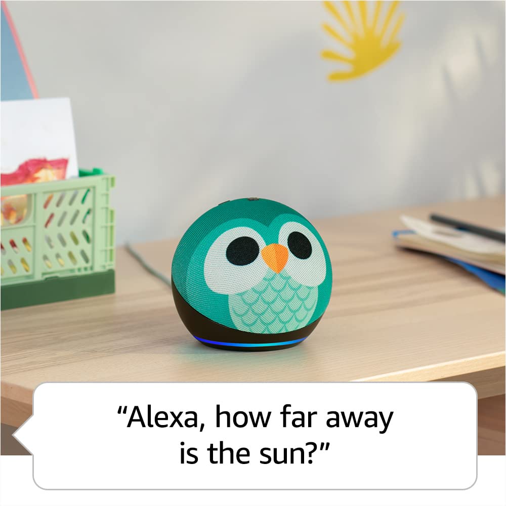 Amazon Echo Dot Kids (newest model), Designed for kids, with parental controls, Includes 1 Year of Amazon Kids+, Owl