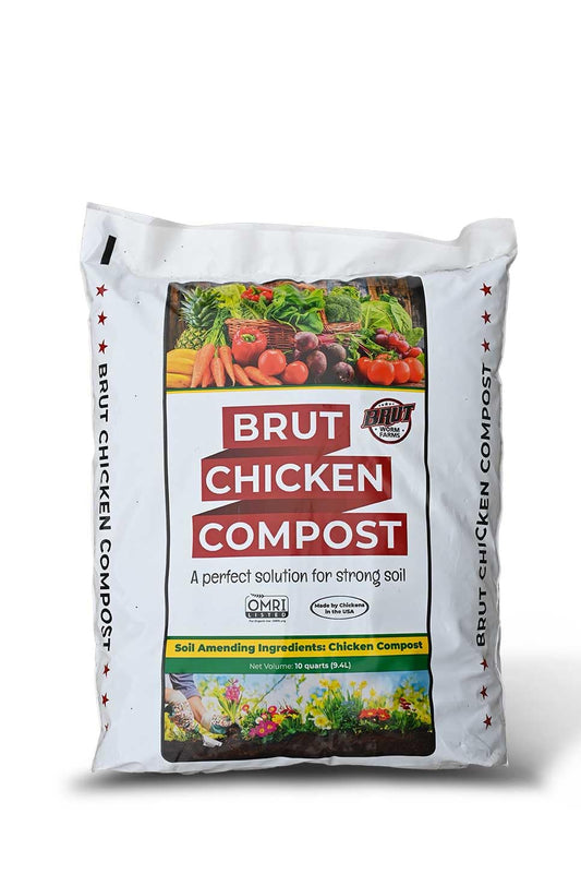 Brut Organic Chicken Compost – 10 Quart – Nutrient-Rich Fertilizer for Thriving Gardens - Safe, Pure, and Effective