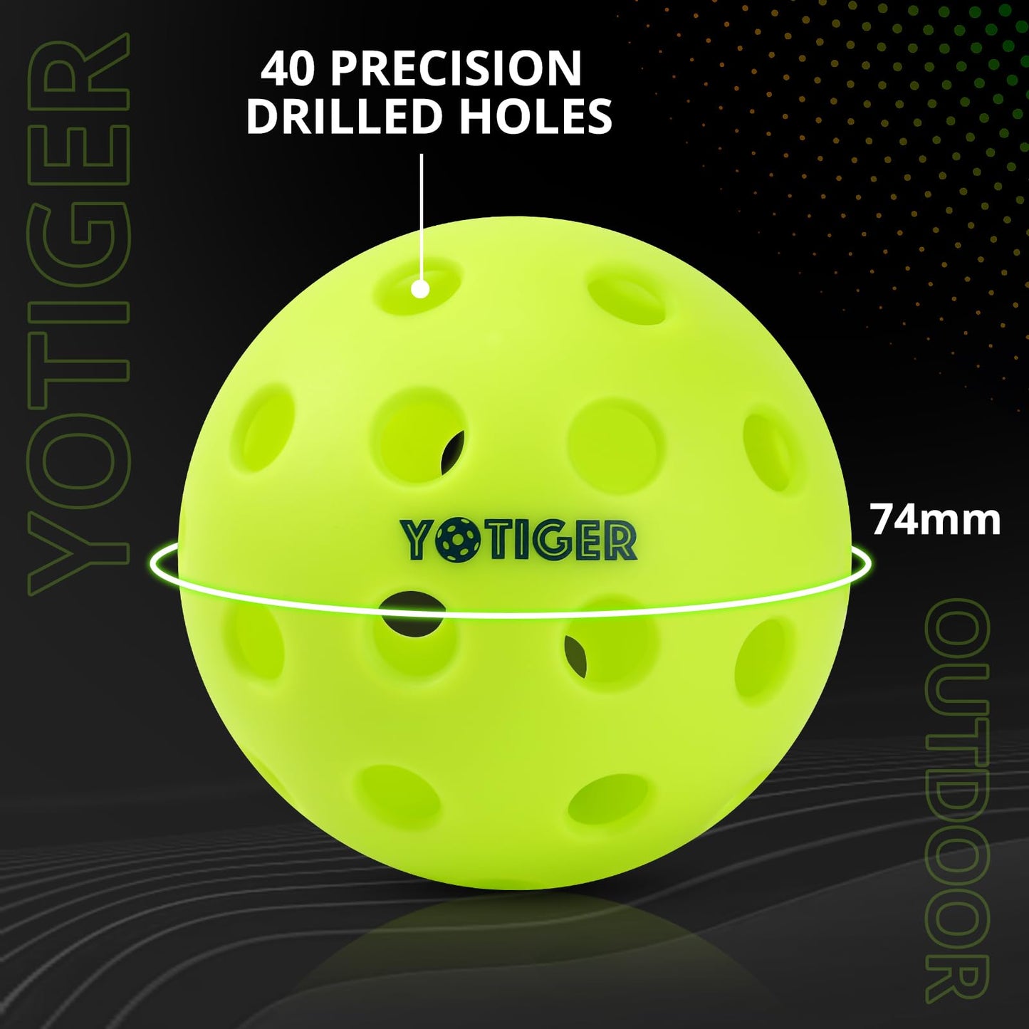 YOTIGER Pickleball Balls, 4 Pack 40 Holes Outdoor Pickleball Balls, High Visibility and Bounce, Stylish and Durable Pickleball Balls for All Style Pickleball Paddles & All Skill Levels