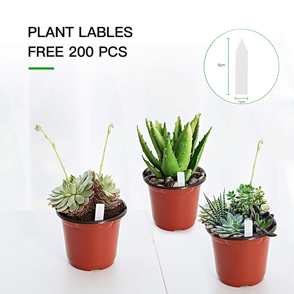 JERIA 200-Pack 4 Inch Plastic Nursery Pots Come with 200 Pcs Labels, Seedling Flower Plant Container and Seed Starting Pots