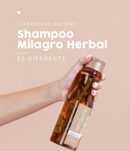 MILAGROS Shampoo Herbal - Romero y Jengibre 100% natural | Combate caida del cabello y promueve su crecimiento