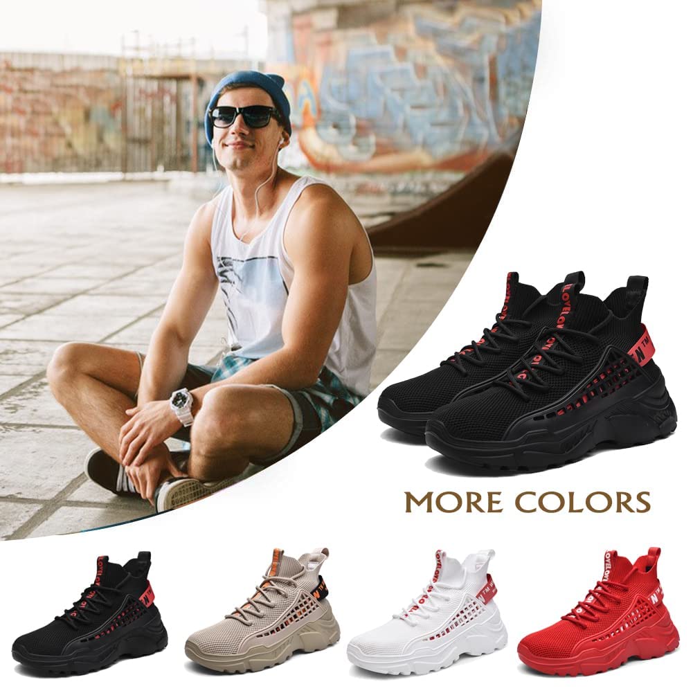 XIDISO Walking Shoes for Men Fashion Sneakers Athletic Sport Running Casual Tennis Shoe Black