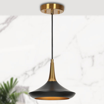 KSANA Pendant Lights Kitchen Island, 1-Light Black and Gold Brass Kitchen Pendant Lighting Over Island, 9 Inch Modern Metal Pendant Light Fixtures