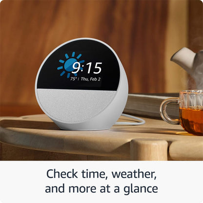 Amazon Echo Spot (2024 release), Smart alarm clock with vibrant sound + Alexa, Black