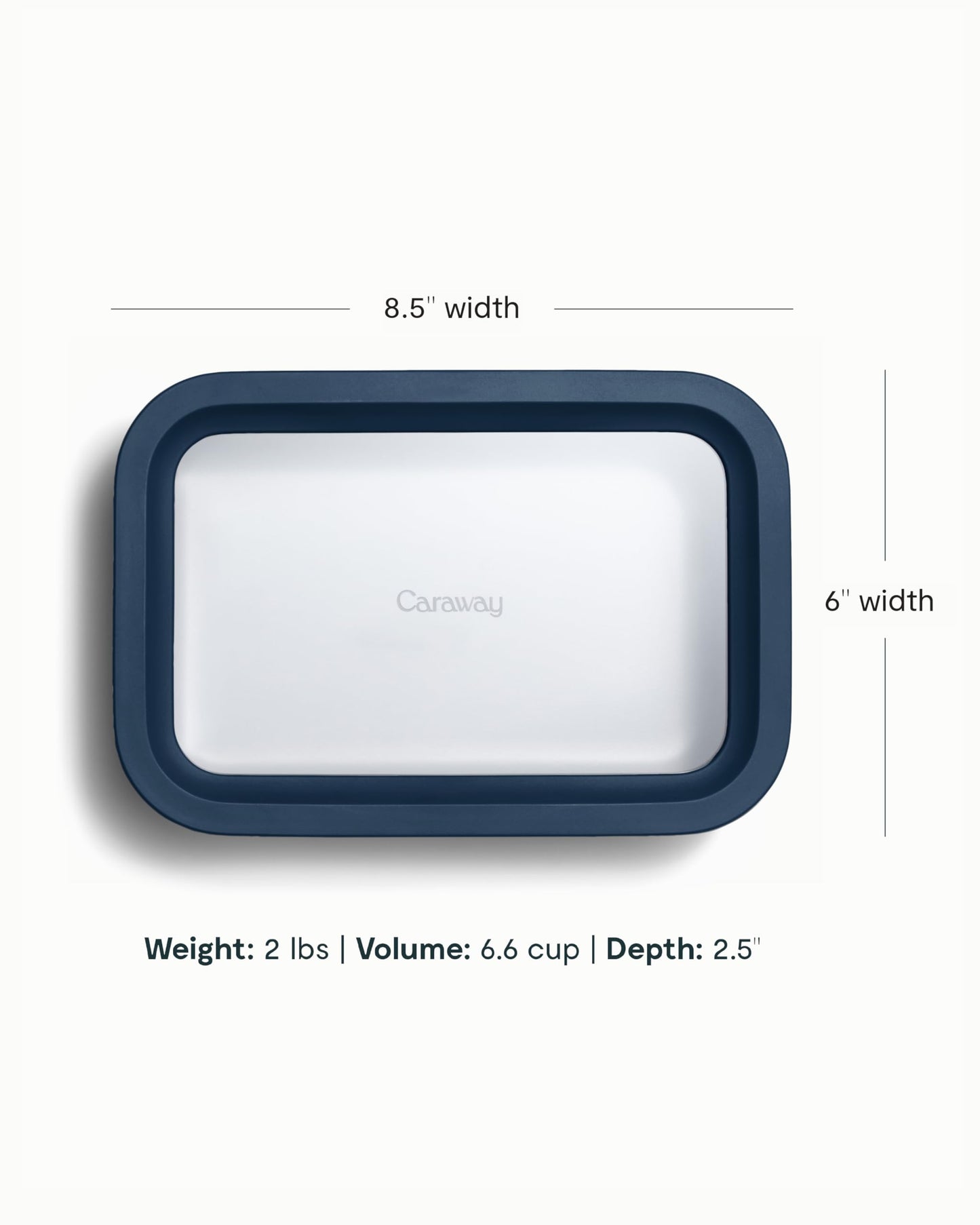 Caraway Glass Food Storage - 6.6 Cup Glass Container - Ceramic Coated Food Container - Non Toxic, Non Stick Lunch Box Container with Glass Lids. Dishwasher, Oven, & Microwave Safe - Navy