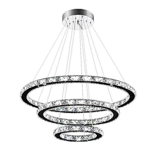 De Wen ModernChandelier, Pendant Light Fixture LED Living Room Chandelier Modern Minimalist Style Restaurant Bedroom Study Modern Personality Creative Ring Crystal Chandelier Kitchen Island Light