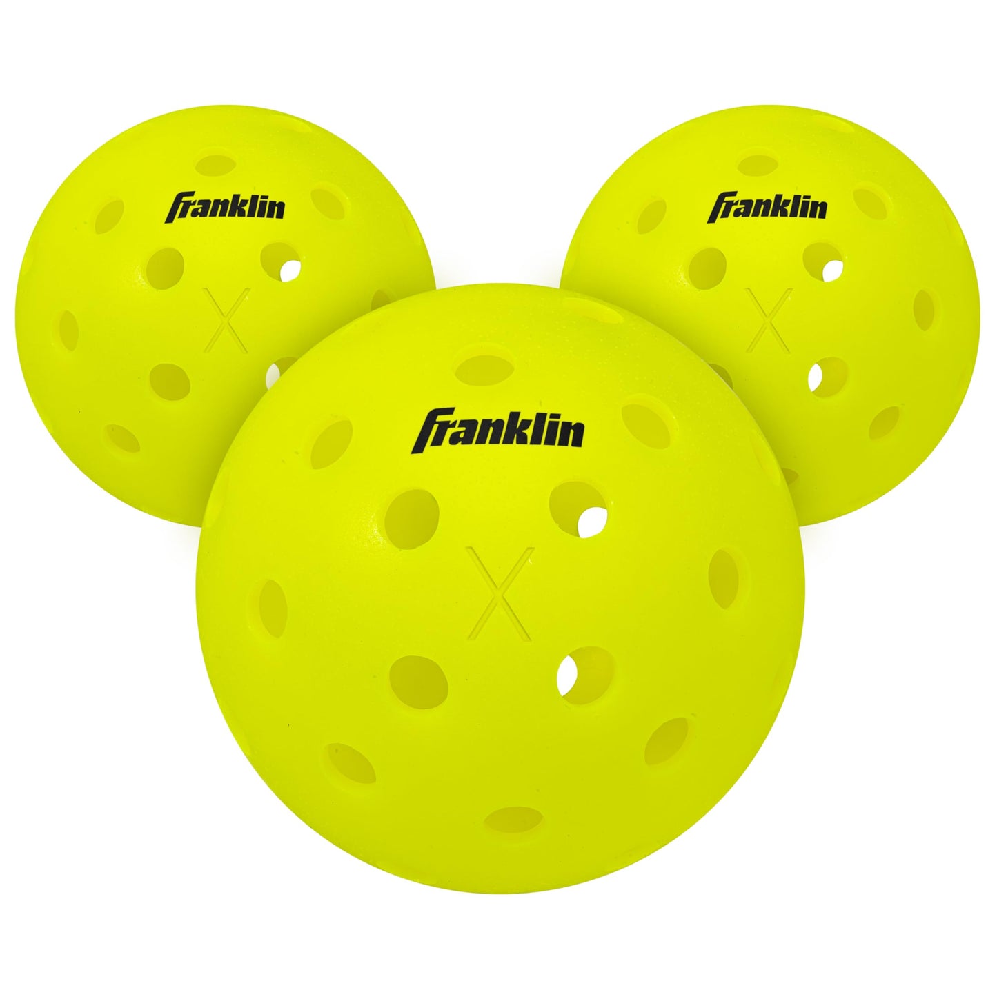 Franklin Sports Outdoor- X-40 Pickleball Balls - USA Pickleball (USAPA) Approved - 3 Pack Outside Pickleballs - Optic Yellow - US Open Ball