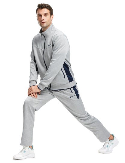 TBMPOY Men's Tracksuits Sweatsuits for Men Set Track Suits 2 Piece Casual Athletic Jogging Warm Up Full Zip Sweat Suits Grey S