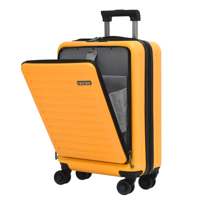 TydeCkare 20 Inch Carry On Luggage with Front Pocket, 21.65 * 15.35 * 7.87" Suitable for Airplane Overhead Bin, 34L PC+ABS Hardshell, Orange