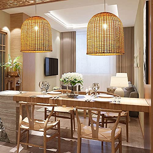 NZDY Japanese Hand-Woven Lantern Shape Bamboo Pendant Lighting, Southeast Asian Style Inn Decoration Rattan Chandelier, Chinese-Style Simple Hanging Lamps,Lighting Device