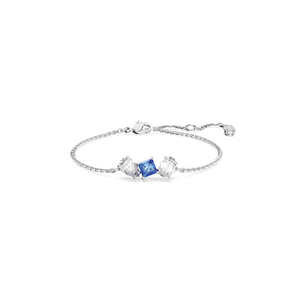 Swarovski Mesmera Bracelet, Blue and Clear Mixed-Cut Stones in a Rhodium Finished Setting, Part of the Mesmera Collection