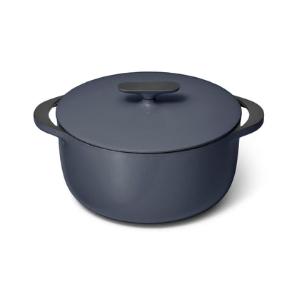 Caraway Enameled Dutch Oven - 6.5 qt Cast Iron Dutch Oven With Lid - 3 Layer Enamel Coating - No Seasoning Required - Compatible With All Stovetops - Oven Safe - No Forever Chemicals - Midnight Blue