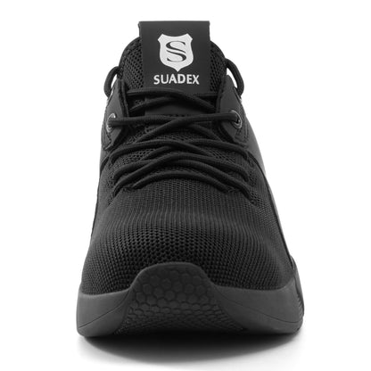 SUADEX Steel Toe Shoes for Men Women Lightweight Safety Work Sneakers for Construction Indestructible Breathable Black