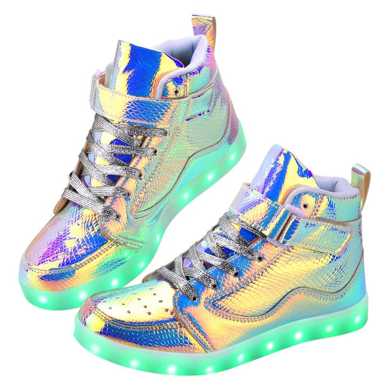 Padgene Women's Men's LED Lights Up Shoes Unisex Luminous Flashing Trainers USB Charging Lace Up Couples Dancing Shoes