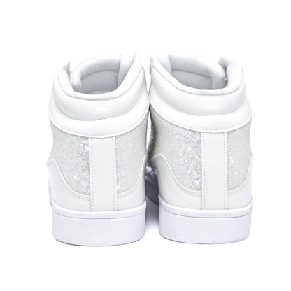 IGxx Glitter White Shoes for Men Fashion High Top Casual Sequin Sparkly Sneakers Men's Bling Shiny Men 8.5