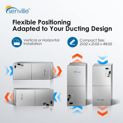 Senville 5 Ton Central Air Conditioner Heat Pump Split System, 55,000 BTU, Inverter, Variable Speed, 10KW AUX, 208/230V