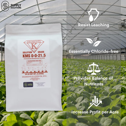 KMS 0-0-21.5 (Potassium Magnesium Sulfate) Fertilizer - Plant Food - The Best for Low Magnesium Soils Prone to Nutrient Loss - Ideal for Lawns, Garden, Vegetable, and Fruit Crops (10 Pounds)