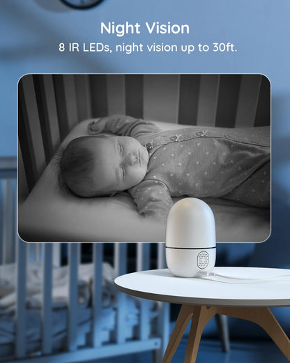 virtavo EggSentry Indoor Security Camera, Dual-Lens & Split View, 360° PTZ Baby Monitor & Pet Cam, Motion Tracking, 2-Way Audio, Night Vision, Cloud/SD Storage, Phone App, 2.4GHz WiFi