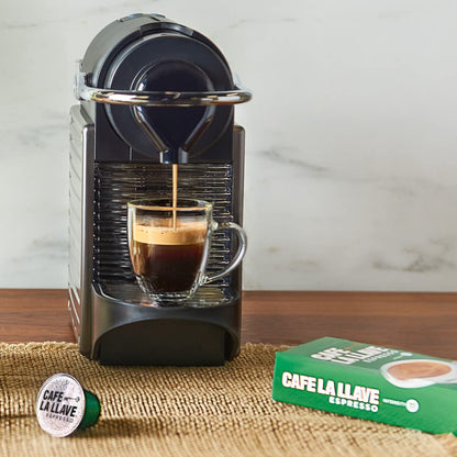 Cafe La Llave Espresso Pods: 40 Recyclable Aluminum Pods, Intensity 11 Dark Roast Latin-Style Coffee, Compatible with Nespresso Original Line Machines - Bold, Rich Flavor