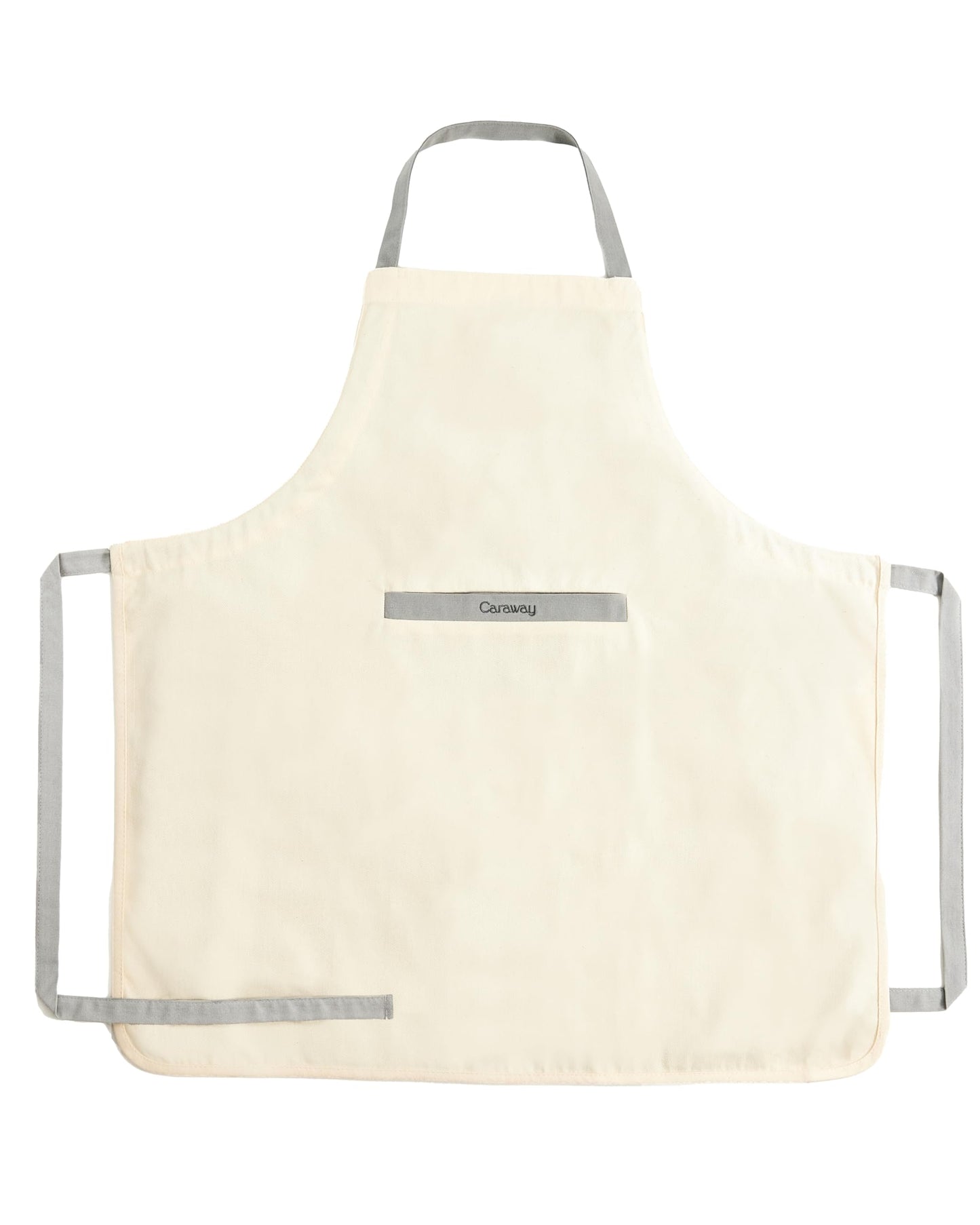 Caraway Apron - 100% Organic Cotton Apron - Features 2 Pockets & Adjustable Neck Strap - Absorbs Liquids & Dissipates Heat With Ease - Machine Washable - One Size - Cream