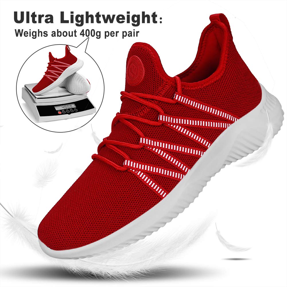 Feethit Mens Slip On Running Shoes Breathable Lightweight Comfortable Fashion Non Slip Sneakers for Men Red Size 10