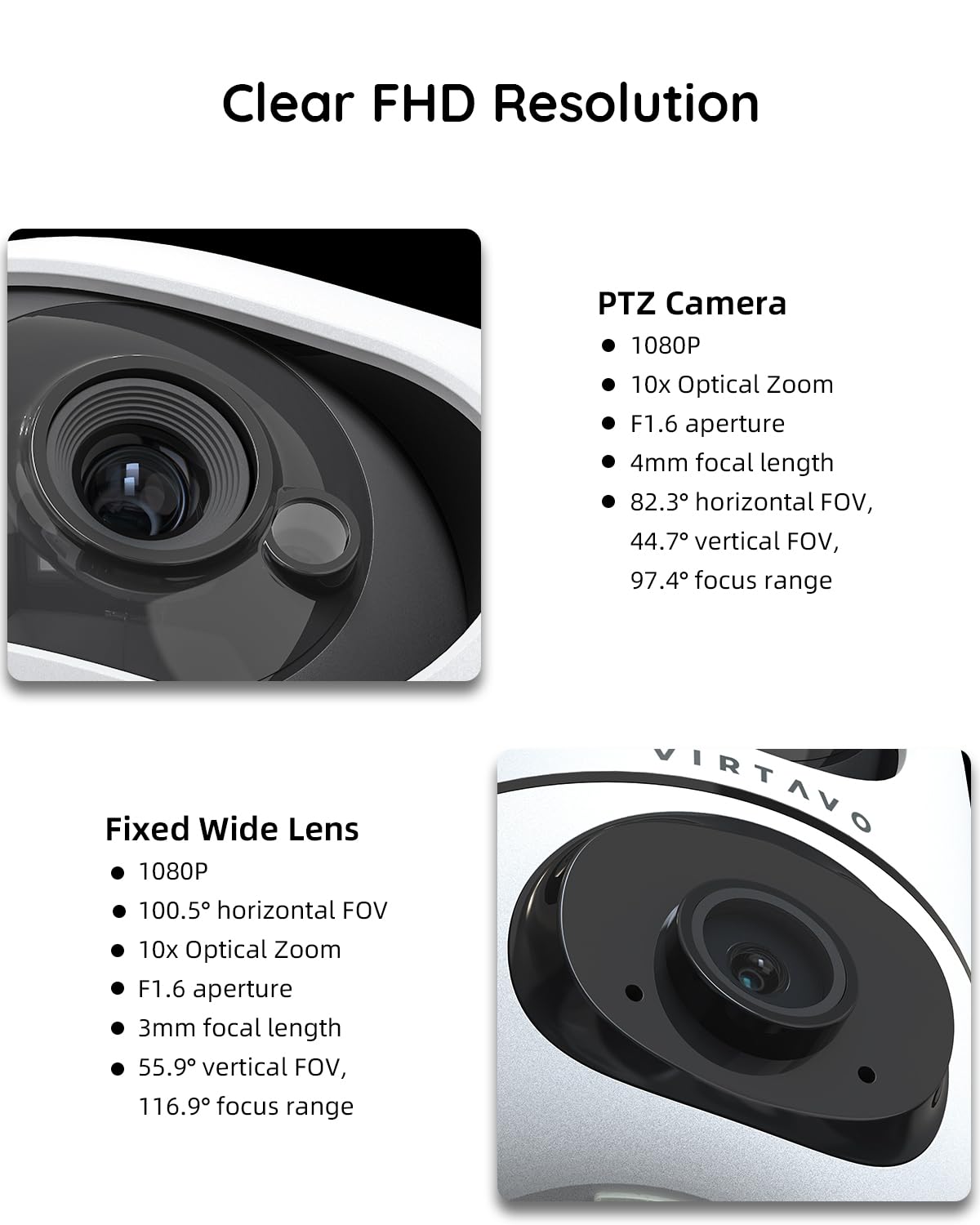 virtavo EggSentry Indoor Security Camera, Dual-Lens & Split View, 360° PTZ Baby Monitor & Pet Cam, Motion Tracking, 2-Way Audio, Night Vision, Cloud/SD Storage, Phone App, 2.4GHz WiFi