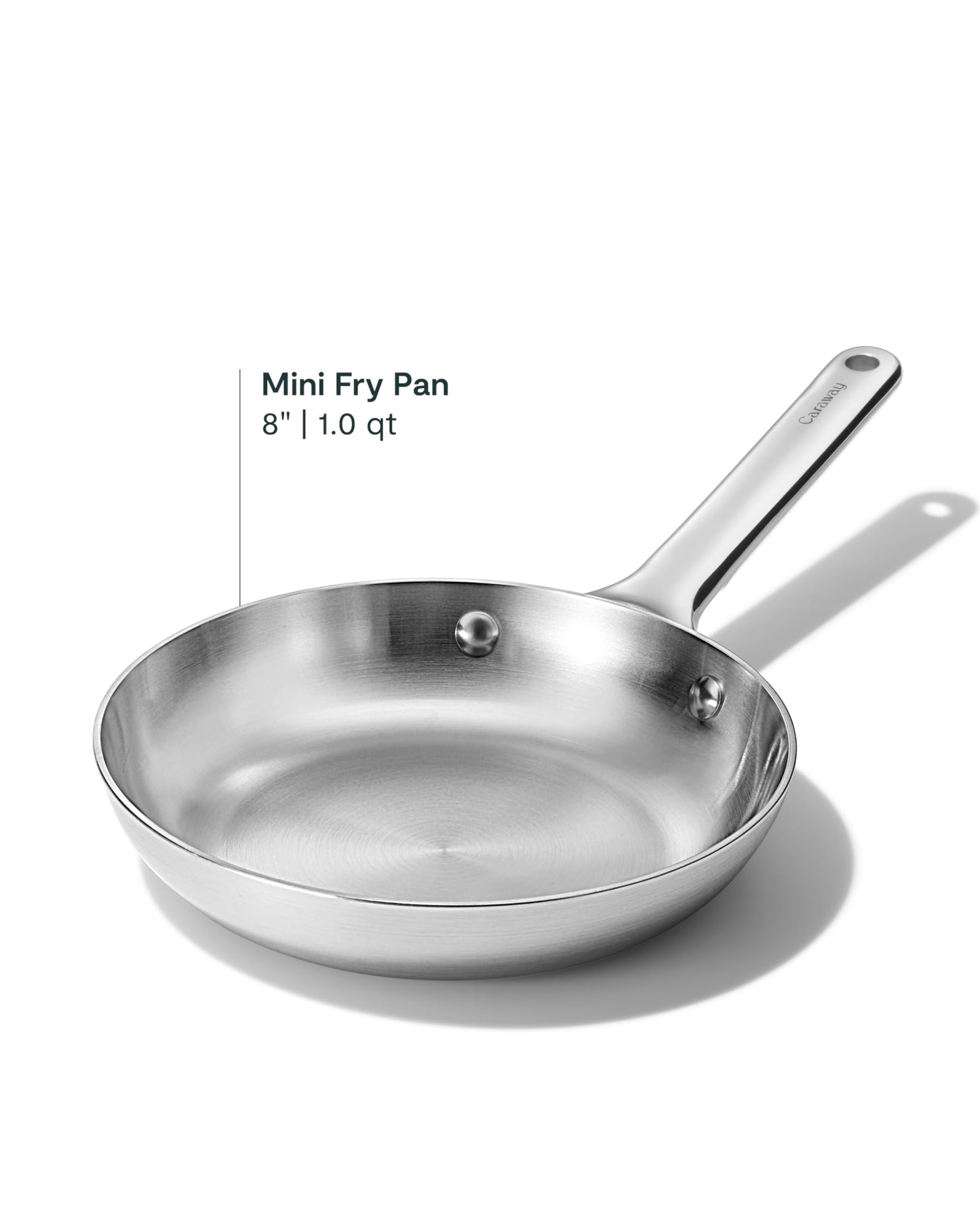 Caraway Stainless Steel Fry Pan (1.05 qt, 8") - 5-Ply Stainless Steel Pan - Oven Safe & Stovetop Agnostic - Non Toxic, PTFE & PFOA Free