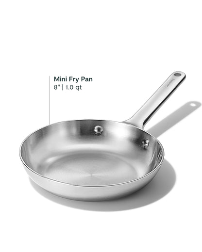 Caraway Stainless Steel Fry Pan (1.05 qt, 8") - 5-Ply Stainless Steel Pan - Oven Safe & Stovetop Agnostic - Non Toxic, PTFE & PFOA Free