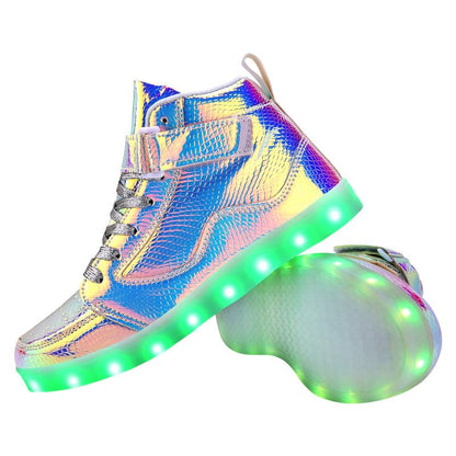 Padgene Women's Men's LED Lights Up Shoes Unisex Luminous Flashing Trainers USB Charging Lace Up Couples Dancing Shoes