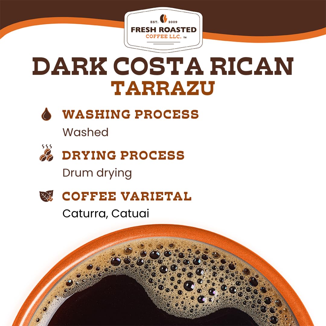 Fresh Roasted Coffee, Dark Costa Rican Tarrazu, Dark Roast, Kosher, Whole Bean, 5 lb