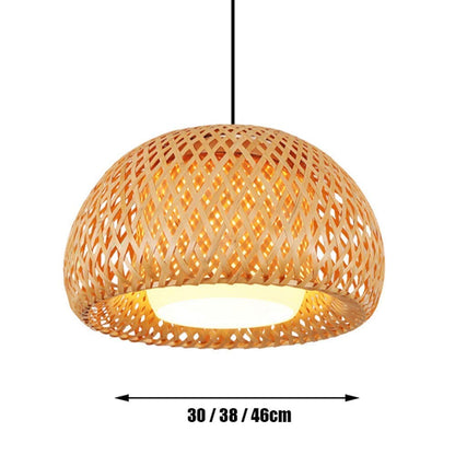 SkyTalent Bamboo Chandelier Rattan Pendant Lamp Shade Ceiling Lighting Weave Bamboo Rattan E26 Hanging Light Fixture for Living Room Bedroom Restaurant Cafe Teahouse Bar Dining Room Club (14.96")