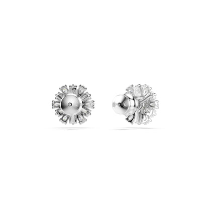 Swarovski Idyllia Stud Earrings, Mixed Cuts, Snowflake, Clear, Rhodium Finished