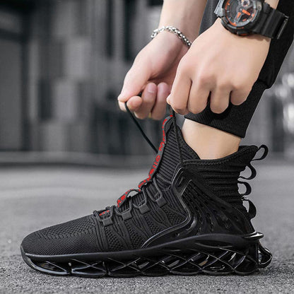 Hello MrLin Men's Running Shoes Non Slip Athletic Tennis Walking Blade Type Sneakers Hip Hop Black/Red