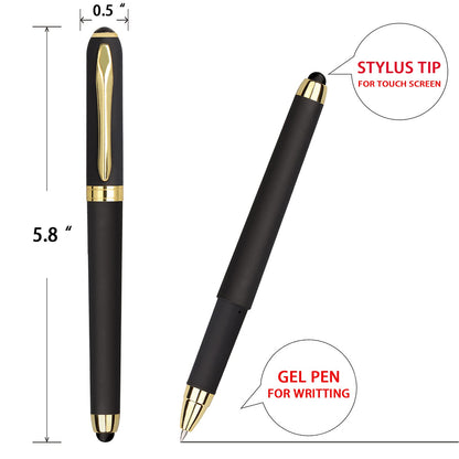 KAKA RABBIT Gel Ink Rollerball Stylus Pen - 18 Pack,1.0mm Gel Pen Bold Point,2 in 1 Capacitive Stylus Pen,Large Capacity Black Ink,Writing Smoothly for Office,Business,Gift,Metal Gold Clip