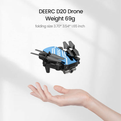 DEERC D20 Mini Drone with Camera for Kids, Remote Control Toys Gifts for Boys Girls with Voice Control, Gestures Selfie, Altitude Hold, Gravity Control, One Key Start, 3D Flips 2 Batteries, Blue