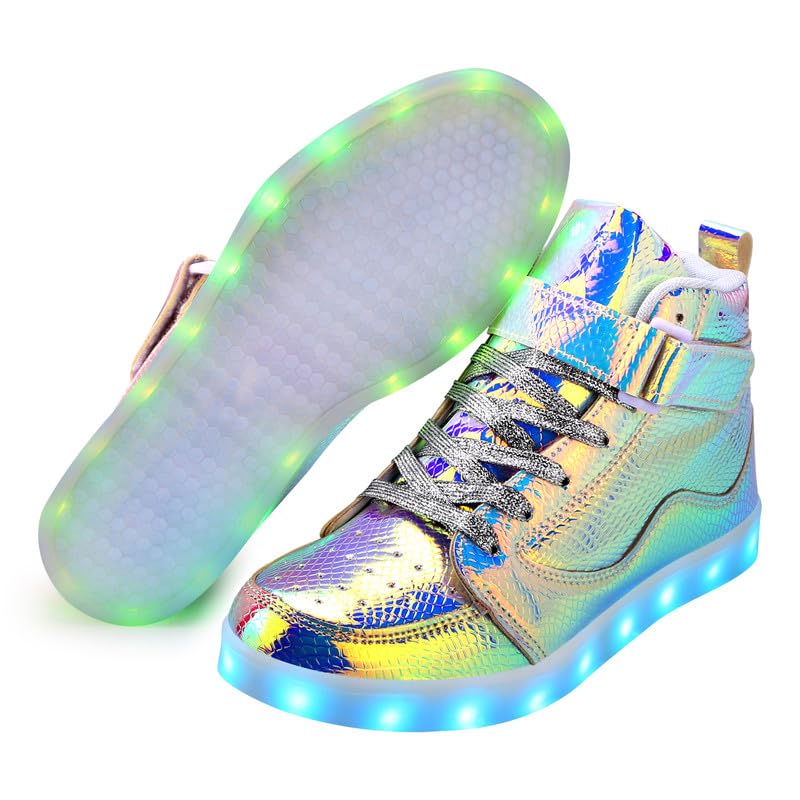 Padgene Women's Men's LED Lights Up Shoes Unisex Luminous Flashing Trainers USB Charging Lace Up Couples Dancing Shoes