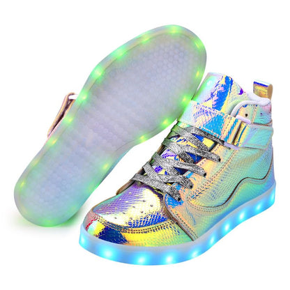 Padgene Women's Men's LED Lights Up Shoes Unisex Luminous Flashing Trainers USB Charging Lace Up Couples Dancing Shoes