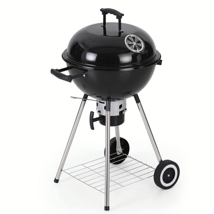 MFSTUDIO 18" Kettle Charcoal Grill, Porcelain-Enameled BBQ Charcoal Grill with Slide Out Ash Catcher for Barbeque, Outdoor Charcoal Cooking Grill, Black