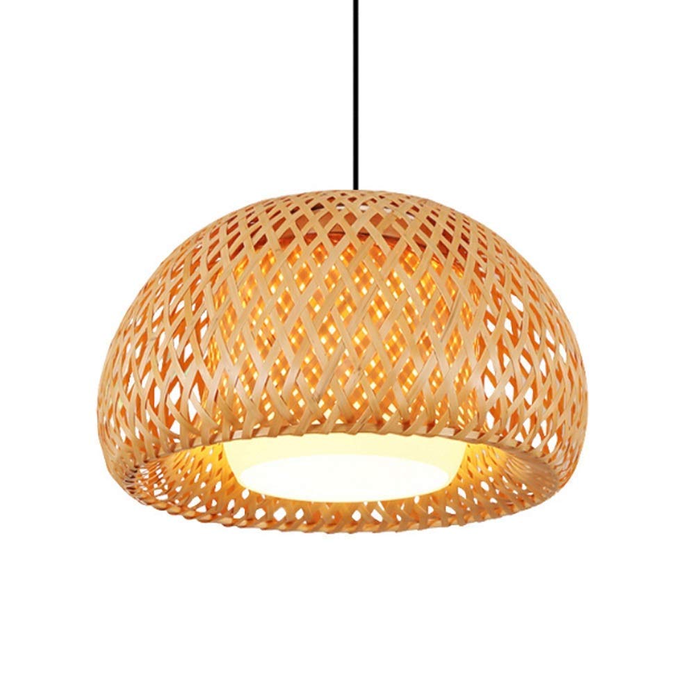 SkyTalent Bamboo Chandelier Rattan Pendant Lamp Shade Ceiling Lighting Weave Bamboo Rattan E26 Hanging Light Fixture for Living Room Bedroom Restaurant Cafe Teahouse Bar Dining Room Club (14.96")