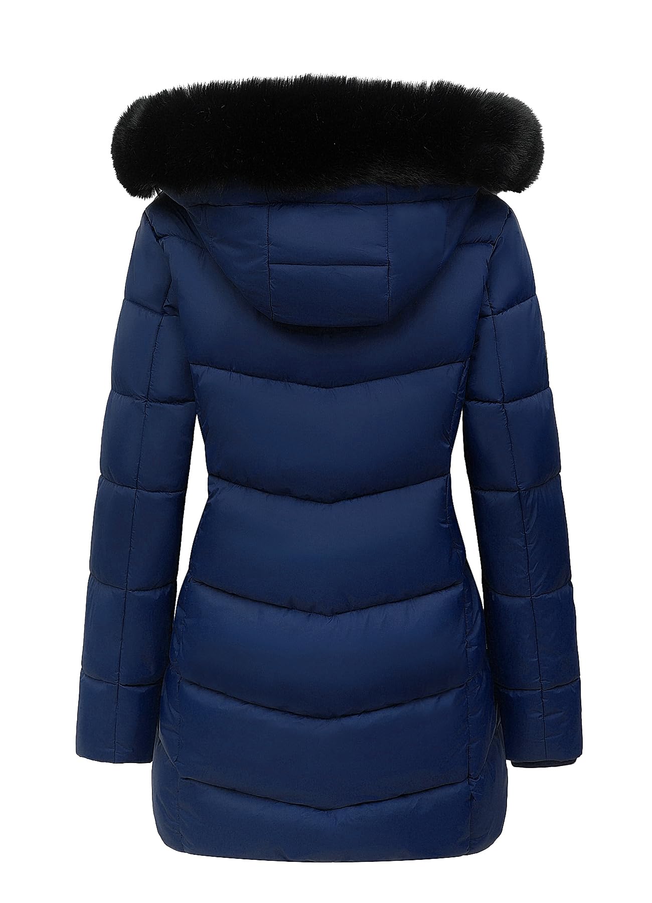 MOERDENG Women's Winter Windproof Warm Down Coats Waterproof Thicken Hooded fashions Puffer Jacket Dark Blue 02-S