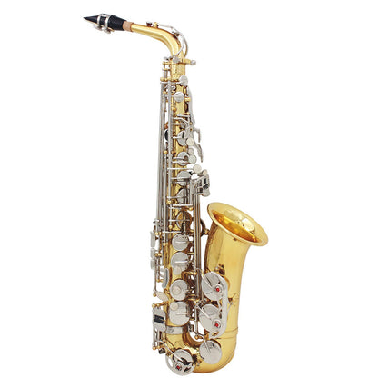 Btuty Etched Polished Brass Alto Saxophone Eb E-Flat Natural White Shell Button Woodwind Instrument with Case Gloves Mute Cleaning Cloth Belt Brush