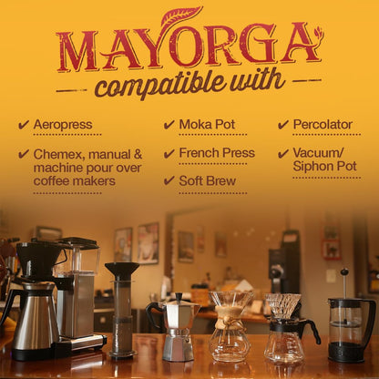 Mayorga Dark Roast Coffee 5lb bag Cubano Roast Coffee 100% Arabica Café Whole Coffee Beans - Smoothest Organic Coffee - Specialty Grade, Non-GMO, Direct Trade