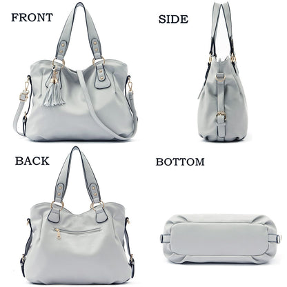 Purses And Wallets Set For Women Tote Handbags Large Hobo Bag Purse With Wallet 3PCS Grey