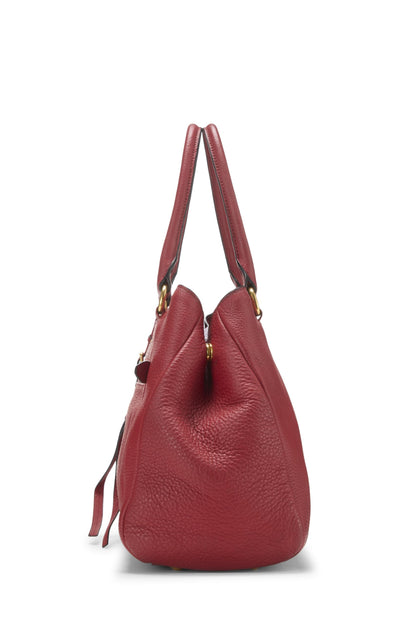 Prada, bolso convertible pequeño Vitello Daino de segunda mano, rojo