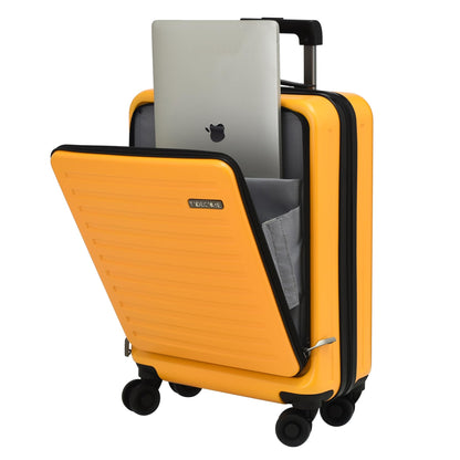 TydeCkare 20 Inch Carry On Luggage with Front Pocket, 21.65 * 15.35 * 7.87" Suitable for Airplane Overhead Bin, 34L PC+ABS Hardshell, Orange