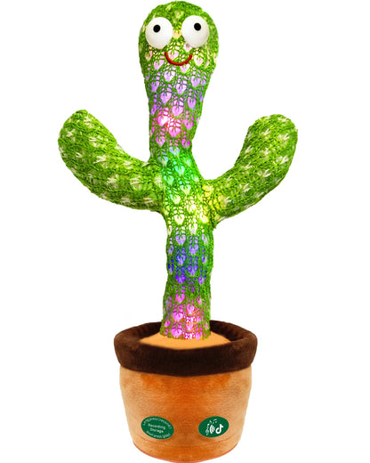 [Update Volume Adjustable] Talking Cactus Toy Mimics Back, Gift Package Repeat Talking Cactus Plush Toys - Talking Sing+Repeat+Dancing+Recording+Rainbow Led Cactus Toy(15 Second Recording)