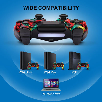 MOOGOLE Wireless Controller for PS4, with USB C Cable/1000mAh Battery/Dual Motors/6-Axis Gyro/3.5mm Audio Jack/Multi Touch Pad/Share Button, Compatible with PS4/Slim/Pro/PC (Colorful Arrows)