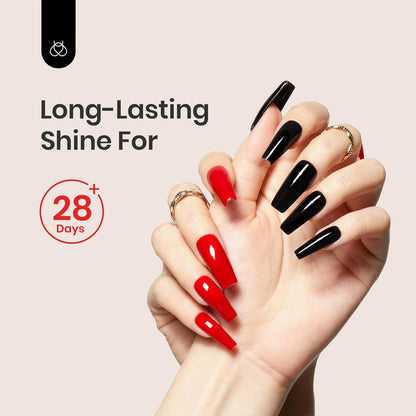 Beetles 2 Pcs 15ml No Wipe Gel Top Coat and Base Coat Set - Shine Finish and Long Lasting, Soak Off LED Nail Lamp Gel Base Top Coat Finish Nail Art Design Manicure Valentine’s Day Gifts for Women